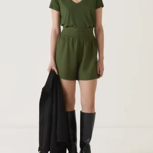 Shorts Cintura Alta Cós Lastex - Verde Militar