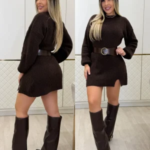 Vestido Tricô Natali Chocolate 133750