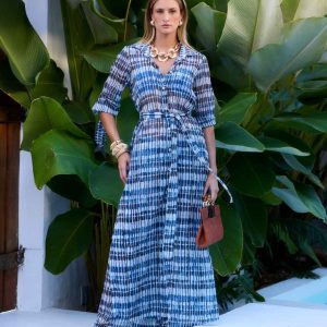 Saída Chemise Maxi Manga Longa Prisma